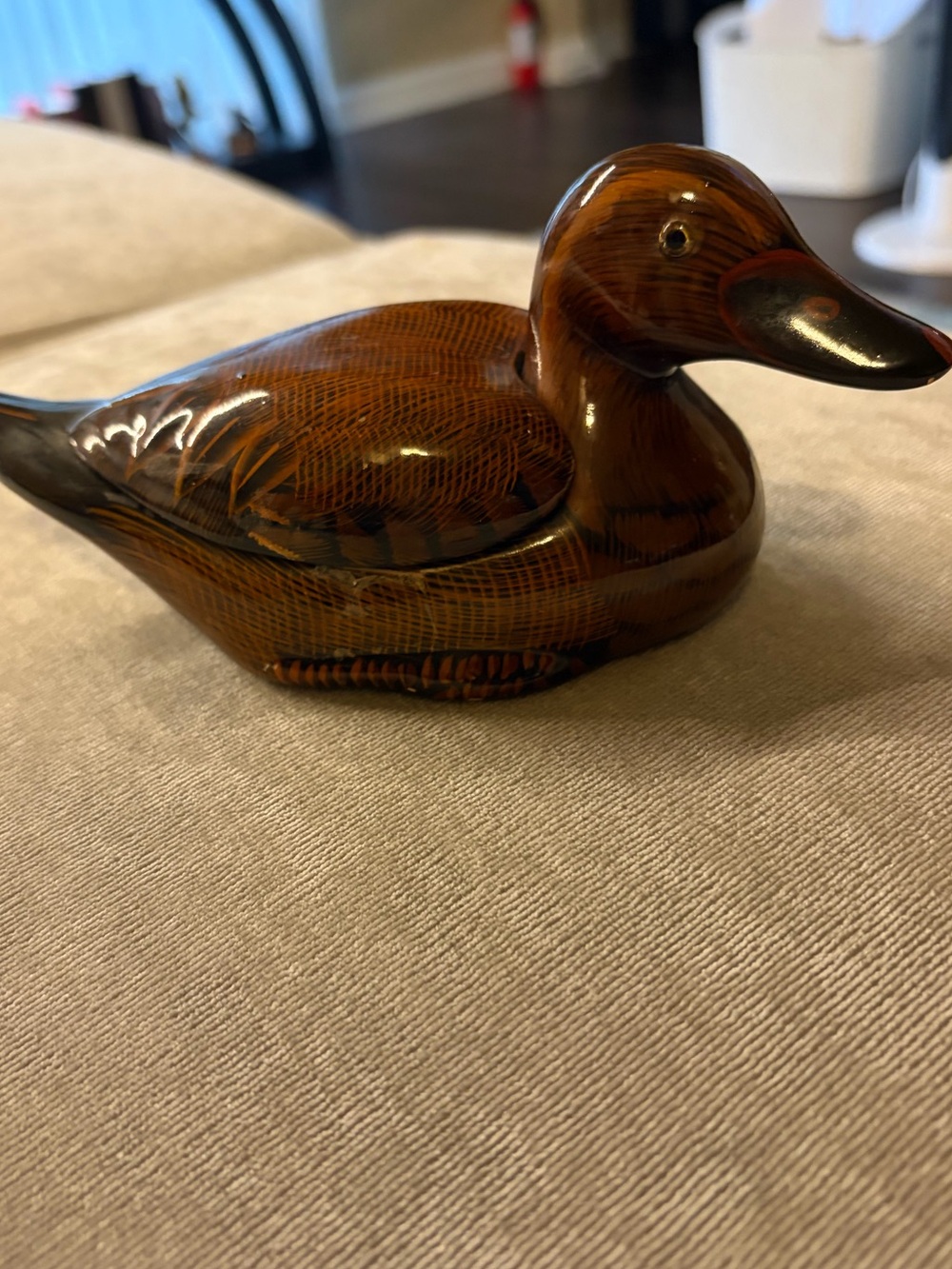 Handcrafted Brown Ceramic Duck Figurine - Home Accents